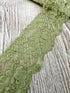 Light Green Floral Stretch Lace Trim Elastic Lace Trim Floral Lace Trim Remnant 3 yards  SLT00336